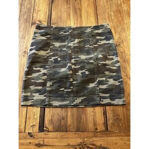 Free People Modern Femme Mini Skirt Women’s Size 6 Green Camo Cotton Stretch